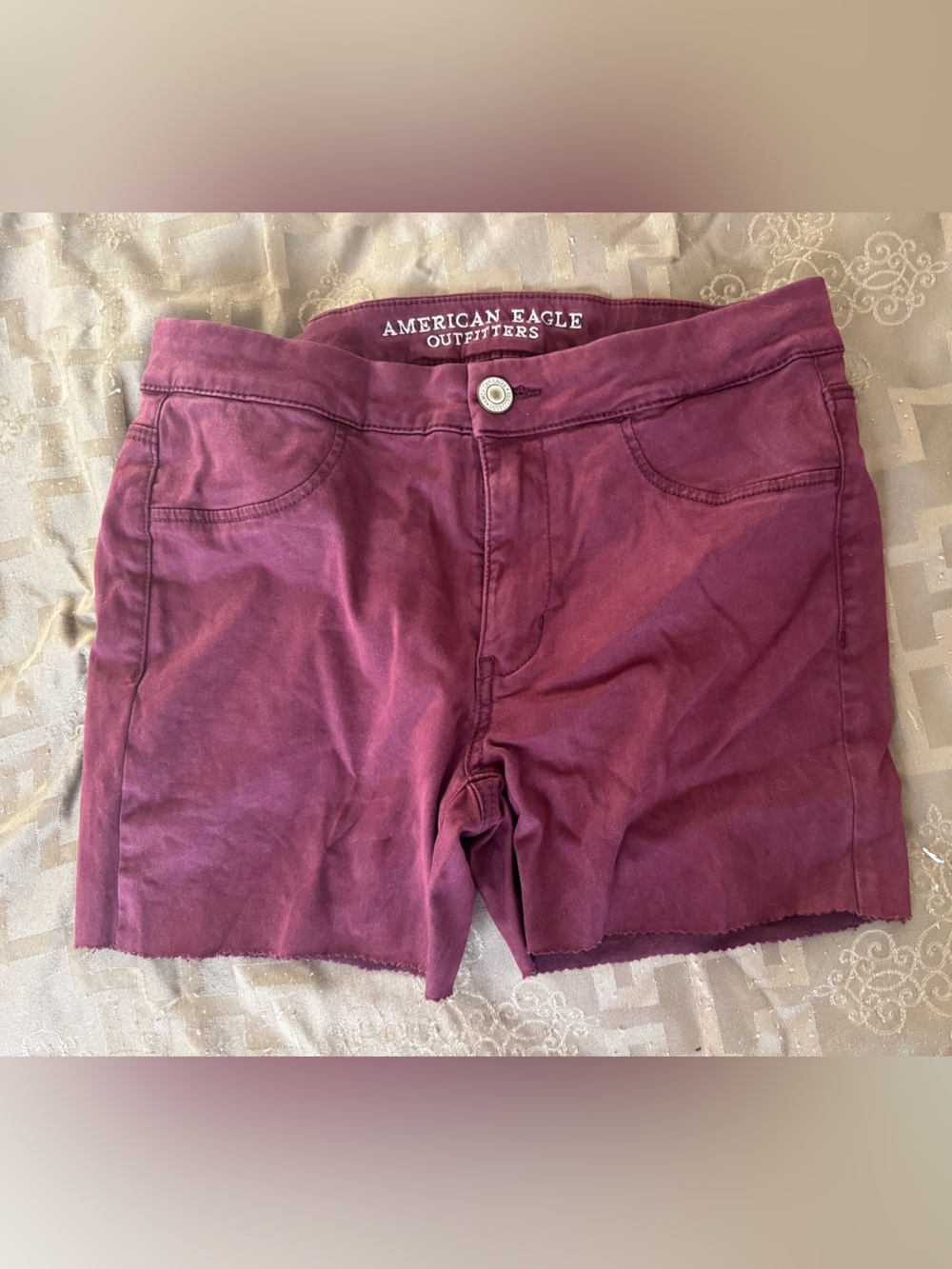 American Eagle Outfitters Women's Burgundy/Purple Jean Shorts. Lots of stretch